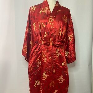 Silver Dragon Red/Gold Kimono Robe